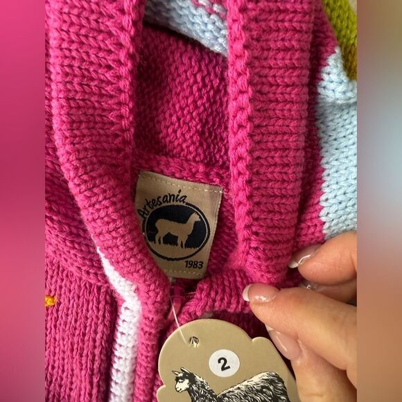 Arpilleras Peruvian Handmade‎ Child Zip-Up Sweater Hand Embroardered 2T Nwt - Picture 4 of 5